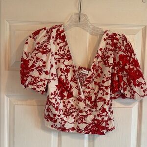 Chic Red Floral Women's Blouse